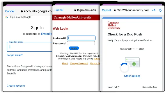 Google OAuth Sign-In API flow in the Errandly app