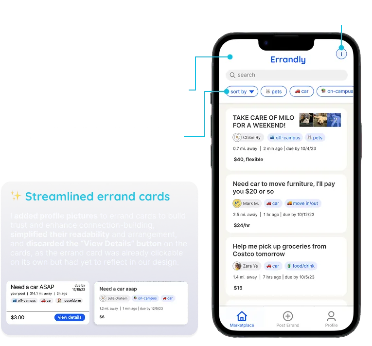 Final round of user testing, key changes